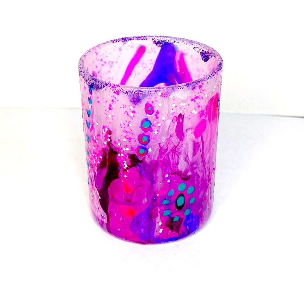 Marbled Colorful Votive Candle Holder Handmade